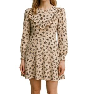LAURA ASHLEY + UO Exclusive NWT Candy Long Sleeve Mini Dress Ruffle Bib Size XS